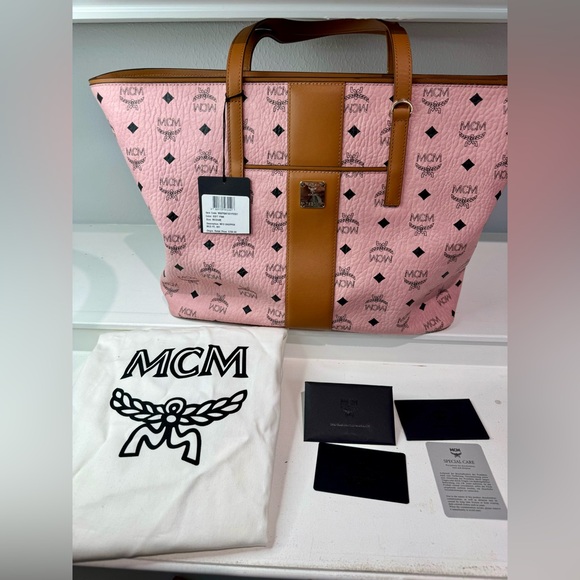 AUTH NWT MCM Anya Zip Top Medium Coated Canvas Shopper Tote In Multi - Picture 7 of 7